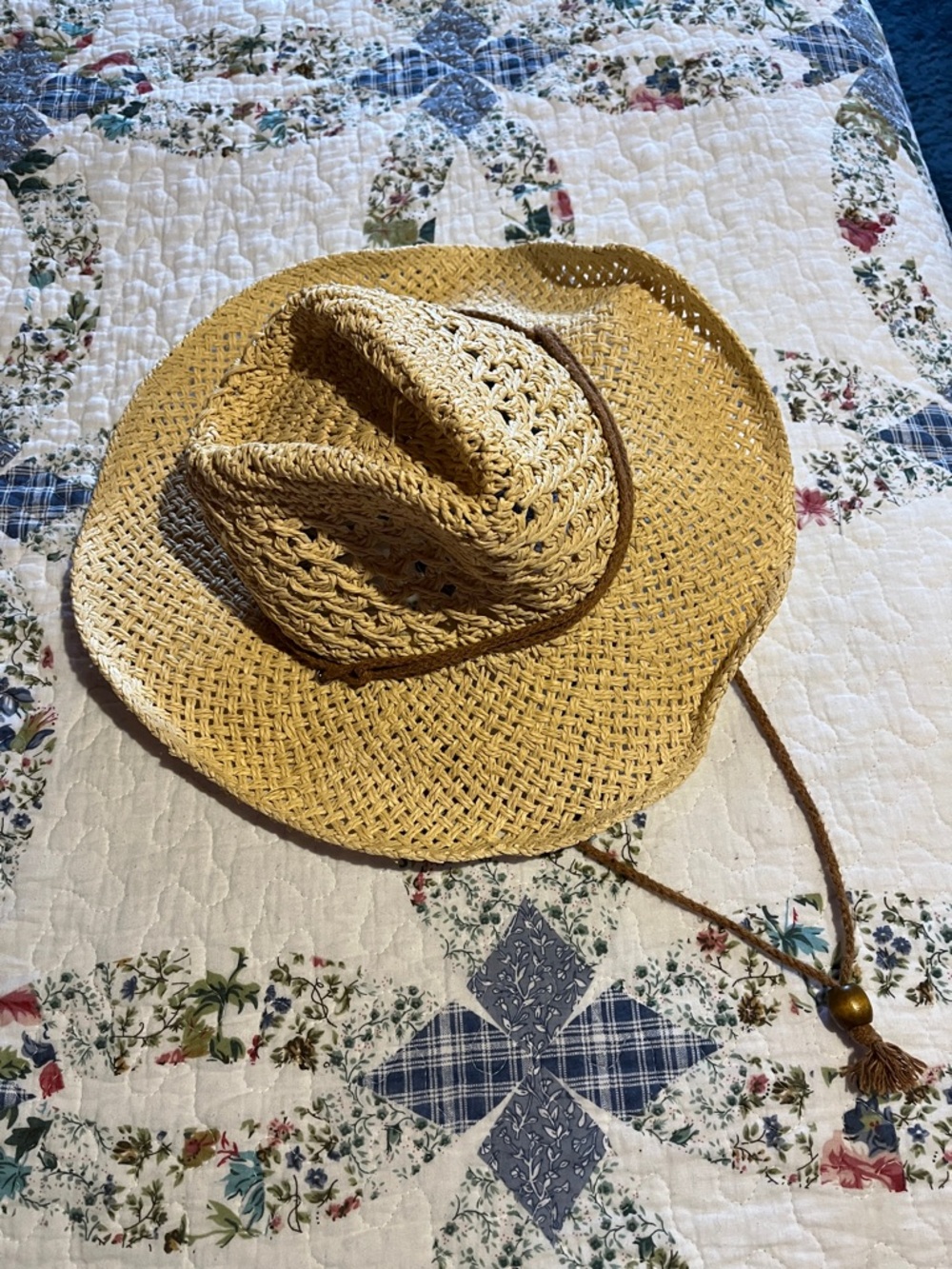 Natural Straw Cowboy Hat with Chin Cord